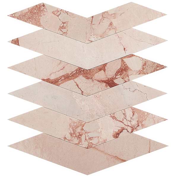 New Palm Beach by Krista Watterworth Floral Pink Chevron Polished Marble Mosaic