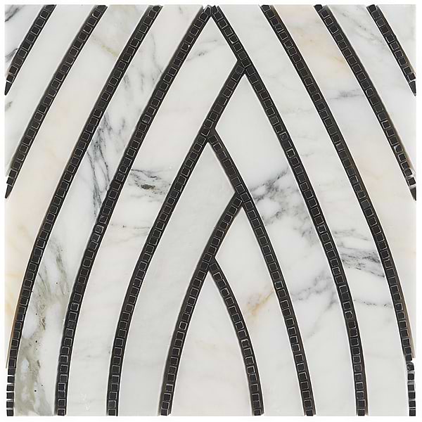 New Palm Beach by Krista Watterworth Leaf White Polished Marble Mosaic