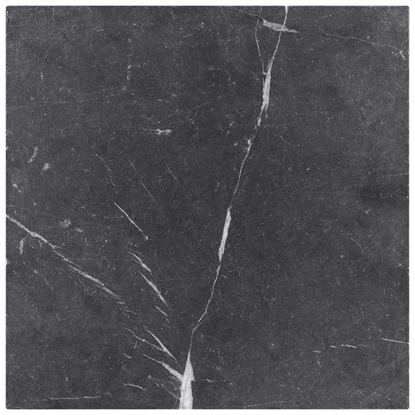Avanti Nero Marquina Black 12x12 Tumbled Marble Tile
