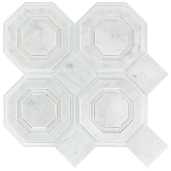 Helix Carrara Marble & Glass Tile