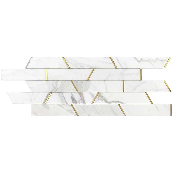 Matrix Trapezoid Marble and Brass Tile