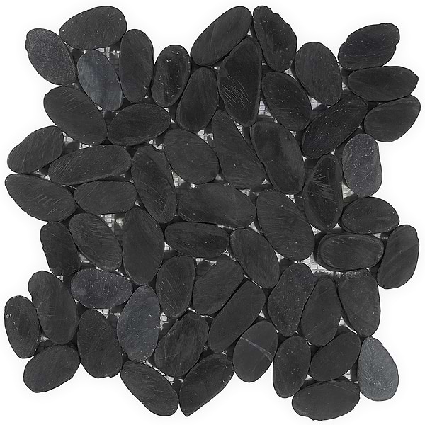 Nature Alor Black Flat Oval Pebble Mosaic