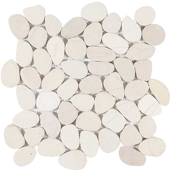 Nature White Round Pebble Mosaic 