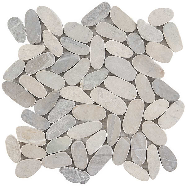 Nature Gray Flat Oval Pebble Mosaic 