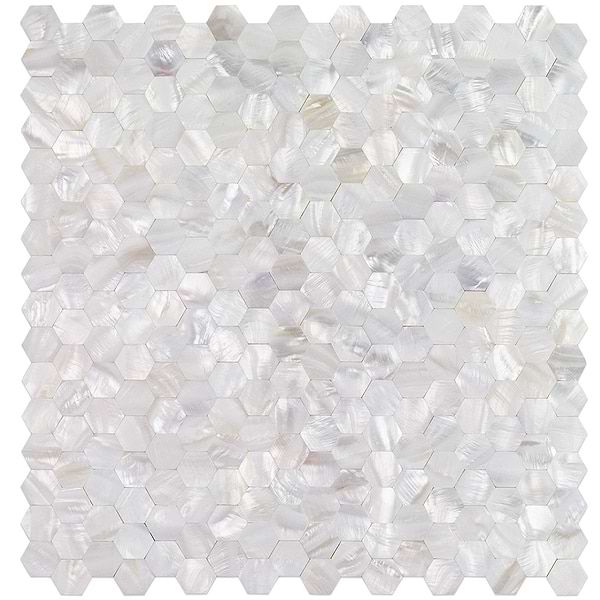 Serene White Pearl Hexagons Tile 