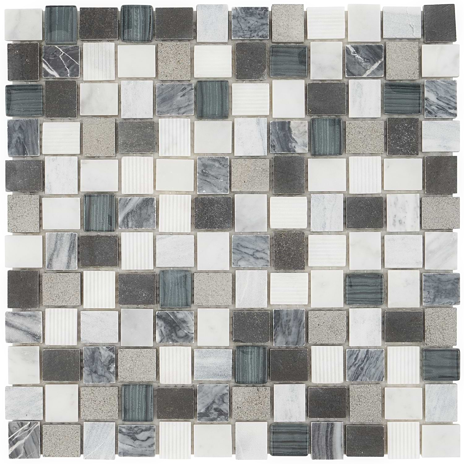 Esker Oxford Gray 1" Squares Marble & Glass Tile