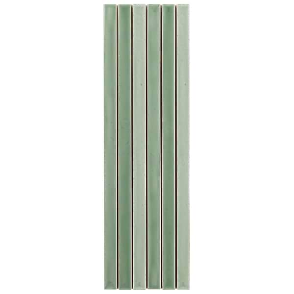 Kanbina Apple Green 5x18 Glossy Ceramic Mosaic Tile