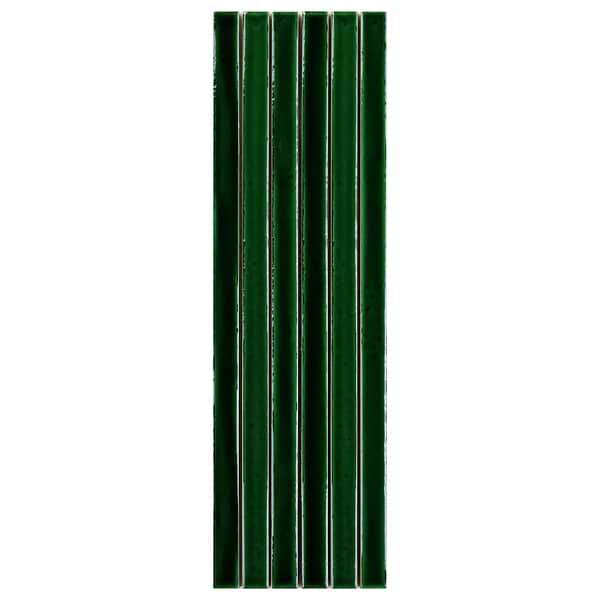 Kanbina Jungle Green 5x18 Crackled Glossy Ceramic Mosaic Tile