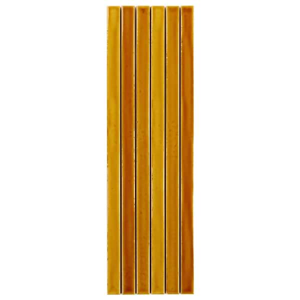 Kanbina Mustard Yellow 5x18 Crackled Glossy Ceramic Mosaic Tile