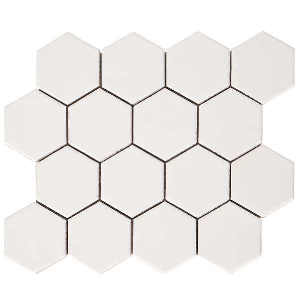 Meadowmere Cement White 3" Hexagon Matte Ceramic Tile