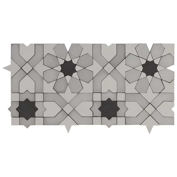 Cantico Fes Cloud Gray Mixed Finish Lava Stone and Cement Mosaic Tile
