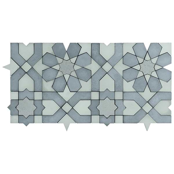 Cantico Fes Ocean Blue Mixed Finish Lava Stone and Cement Mosaic Tile