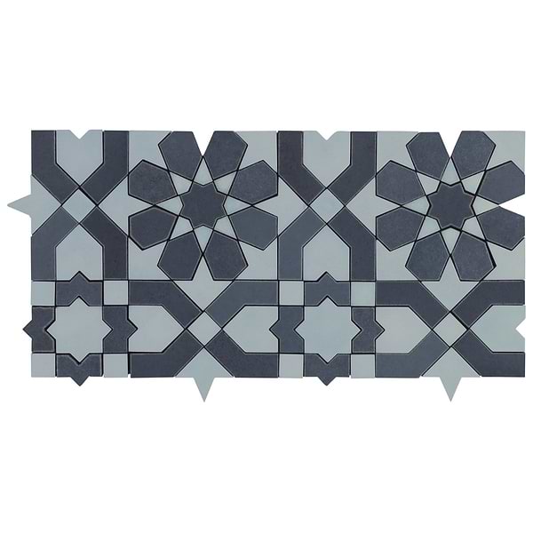 Cantico Fes Sky Blue Mixed Finish Lava Stone and Cement Mosaic Tile