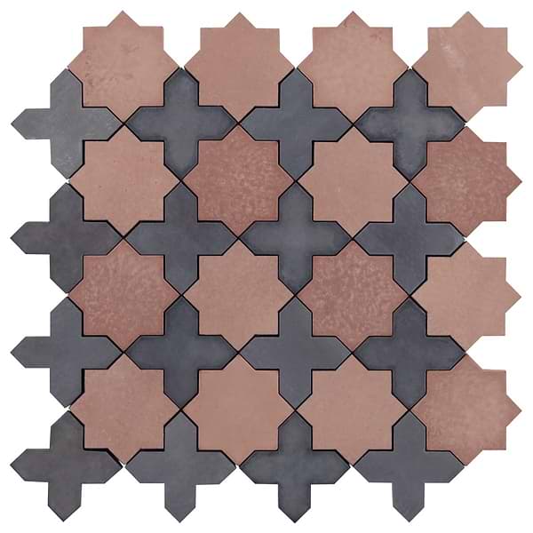 Cantico Mara Terracotta Matte Lava Stone and Cement Mosaic Tile