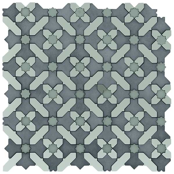 Cantico Safi Ocean Blue Mixed Finish Lava Stone and Cement Mosaic Tile