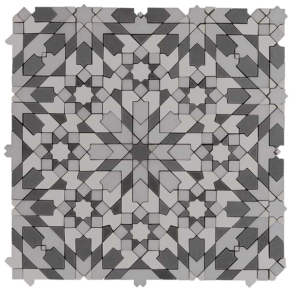 Cantico Taza Cloud Gray Mixed Finish Lava Stone and Cement Mosaic Tile