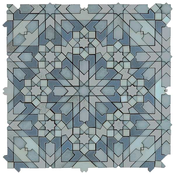 Cantico Taza Ocean Blue Mixed Finish Lava Stone and Cement Mosaic Tile