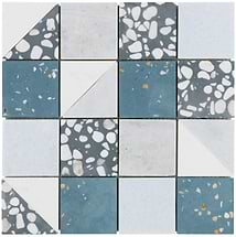 Elizabeth Sutton Artem Starling Blue 3x3 Polished & Honed Marble and Terrazzo Mosaic Tile