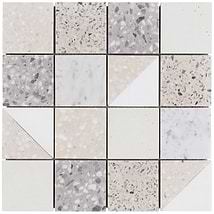 Elizabeth Sutton Artem Swan White & Cream 3x3 Polished & Honed Marble and Terrazzo Mosaic Tile