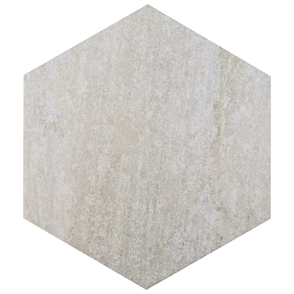 Shala Smoke White 20" Hexagon Matte Porcelain Tile