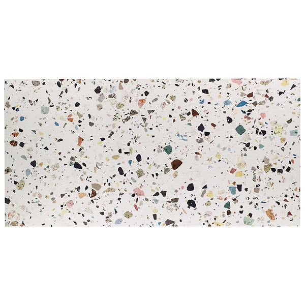 Bejeweled White Multicolor 24x48 Terrazzo Look Polished Porcelain Tile