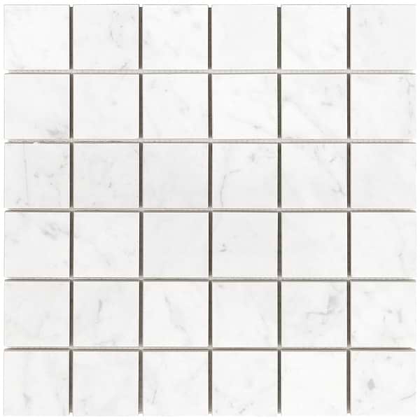 Marble Tech Bianco Gioia 2x2 Matte Marble Look Porcelain Mosaic Tile 