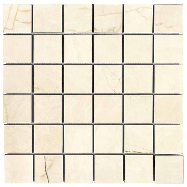 Marble Tech Crema Avorio 2x2 Matte Marble Look Porcelain Mosaic Tile
