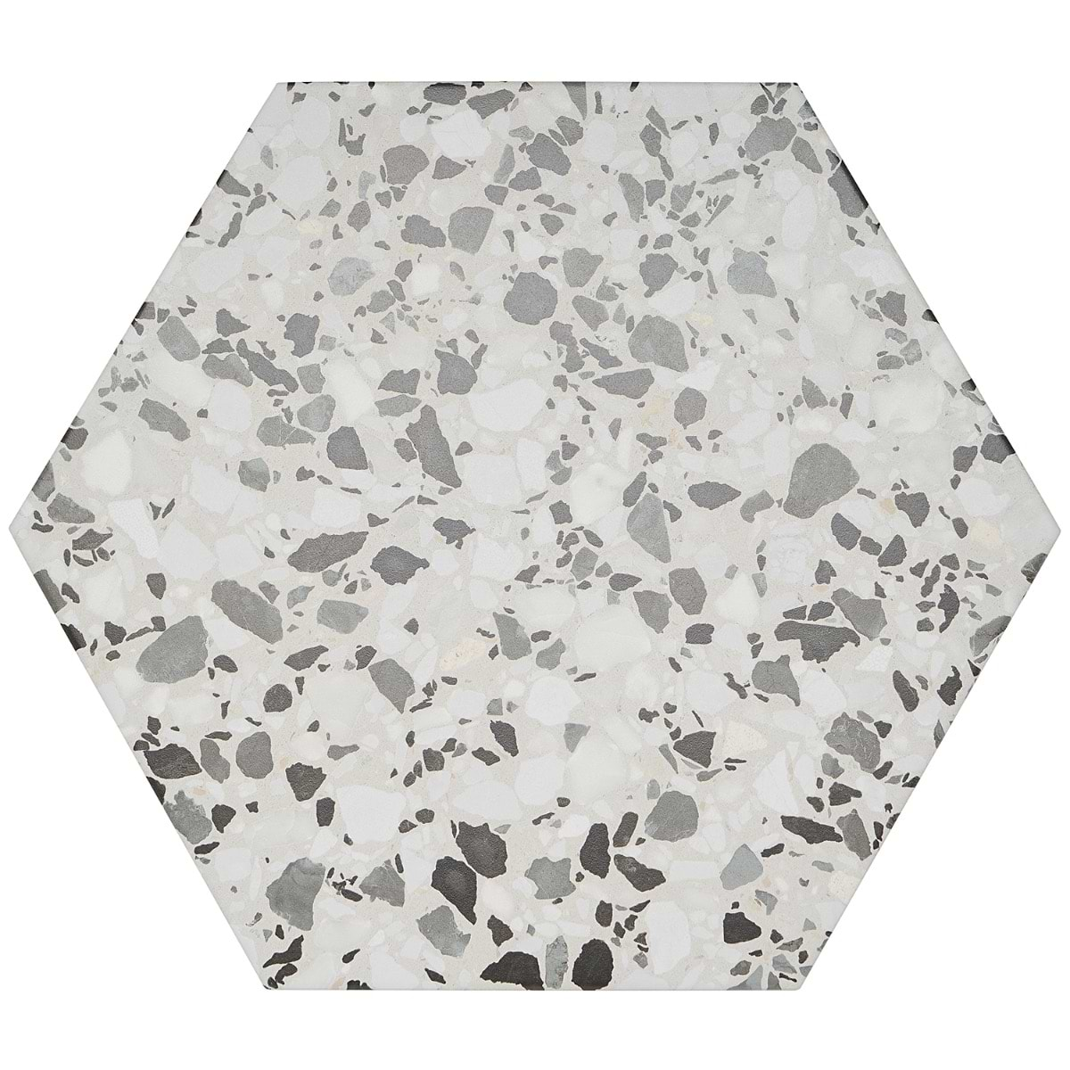 Disco-Six Hexagon Gray 12.5" Terrazzo Look Matte Porcelain Tile