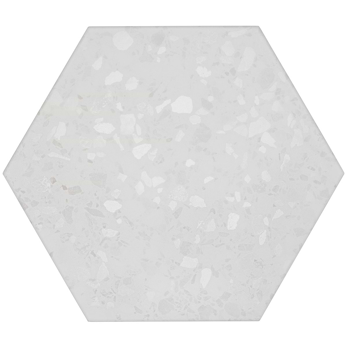 Six Hexagon White 12.5" Terrazzo Look Matte Porcelain Tile