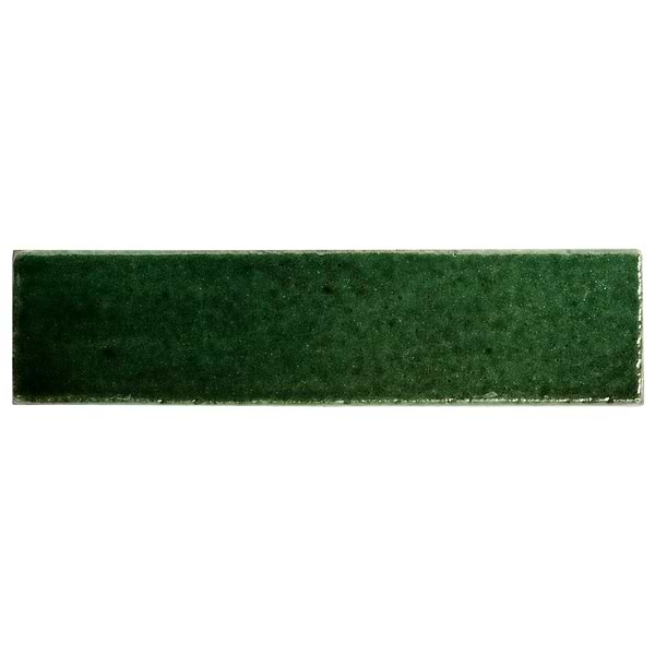 Emery Jungle Green 2x8 Handmade Crackled Glossy Terracotta Tile