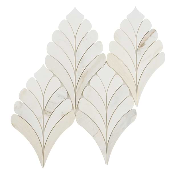 Konwalia Bianco White Floral Polished Marble Mosaic Tile