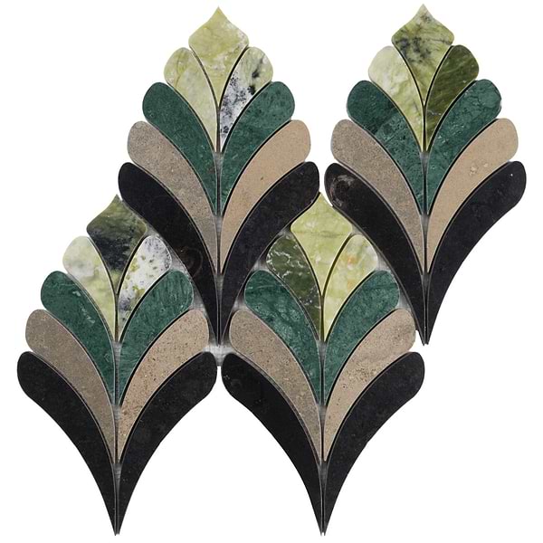 Konwalia Verde Green Floral Marble Mosaic Tile
