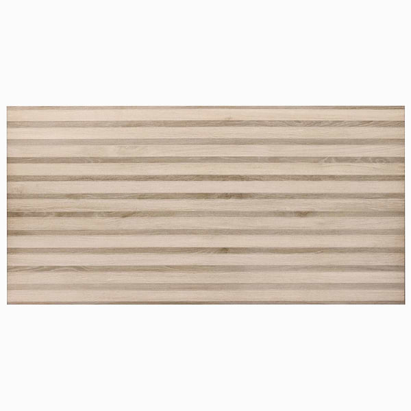 Nobu Ribbon Almond Brown 24x48 Wood Look Matte Fluted Porcelain Tile