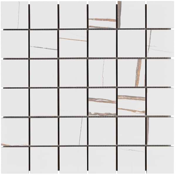 Minera Sahara Blanco White 2x2 Marble Look Matte Mosaic Tile