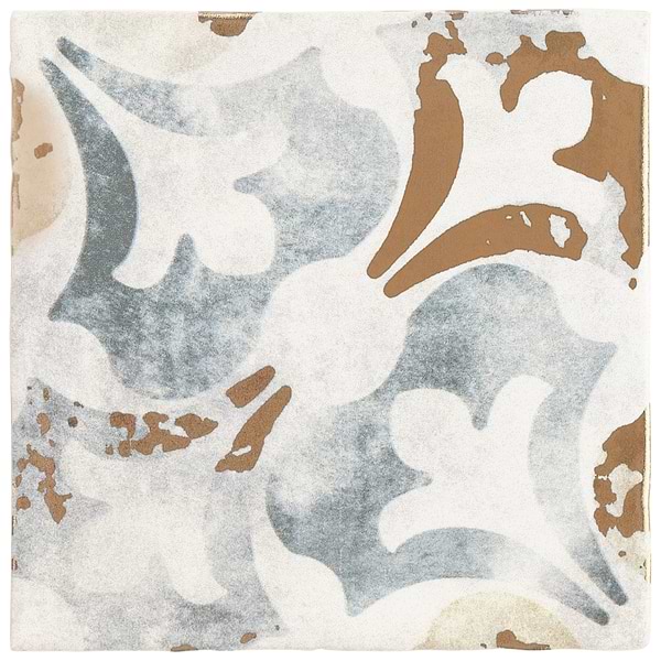 Paula Purroy Talia Bossa Blue Gray with Gold 5x5 Matte Ceramic Tile