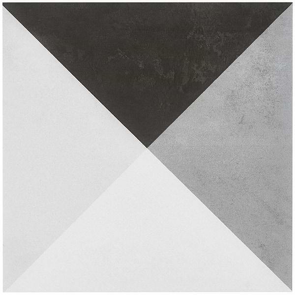 Art Geo by Elizabeth Sutton Cement Deco Charcoal Gray 8x8 Matte Porcelain Tile: Pattern 3