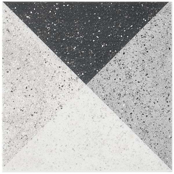 Art Geo by Elizabeth Sutton Terrazzo Deco Charcoal Black 8x8 Matte Porcelain Tile: Pattern 2