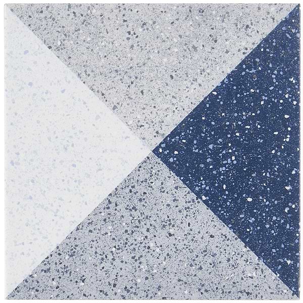 Art Geo by Elizabeth Sutton Terrazzo Deco Blue 8x8 Matte Porcelain Tile: Pattern 2
