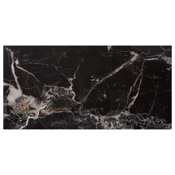 Marfino Black Gold 24x48 Marble Look Polished Porcelain Tile