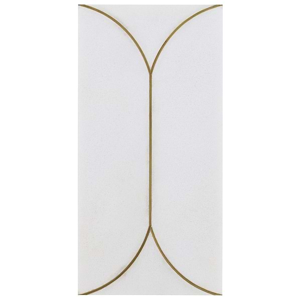 Calypso 3D Carved Bianco White Brass Inlay 8x16 Textured Honed Marble Limestone Tile