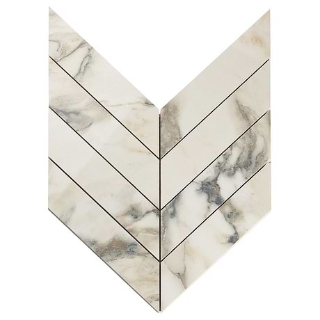 DreamStone Calacatta Rustico 2x8 Chevron Polished Porcelain Mosaic