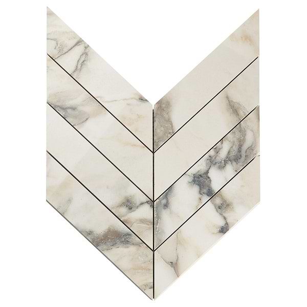DreamStone Calacatta Rustico 2x8 Chevron Polished Porcelain Mosaic