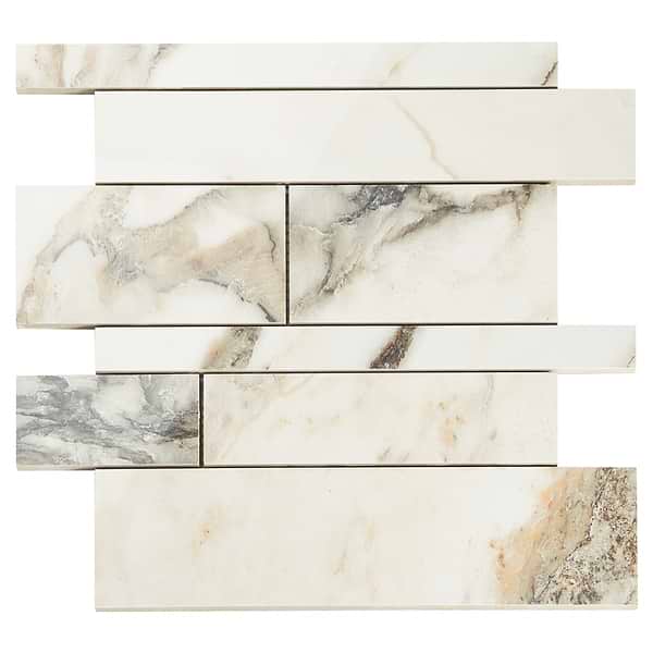 DreamStone Calacatta Rustico Railroad Polished Porcelain Mosaic