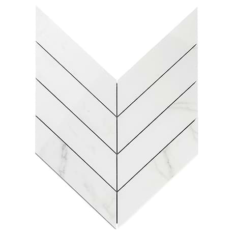 DreamStone Statuario Venato 2x8 Chevron Polished Porcelain Mosaic