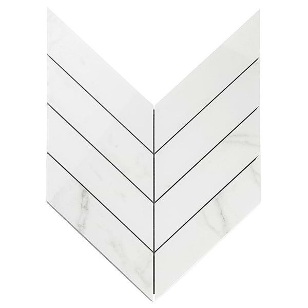DreamStone Statuario Venato 2x8 Chevron Polished Porcelain Mosaic