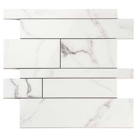DreamStone Statuario Venato Railroad Polished Porcelain Mosaic
