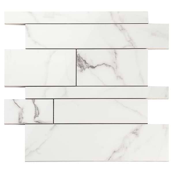 DreamStone Statuario Venato Railroad Polished Porcelain Mosaic