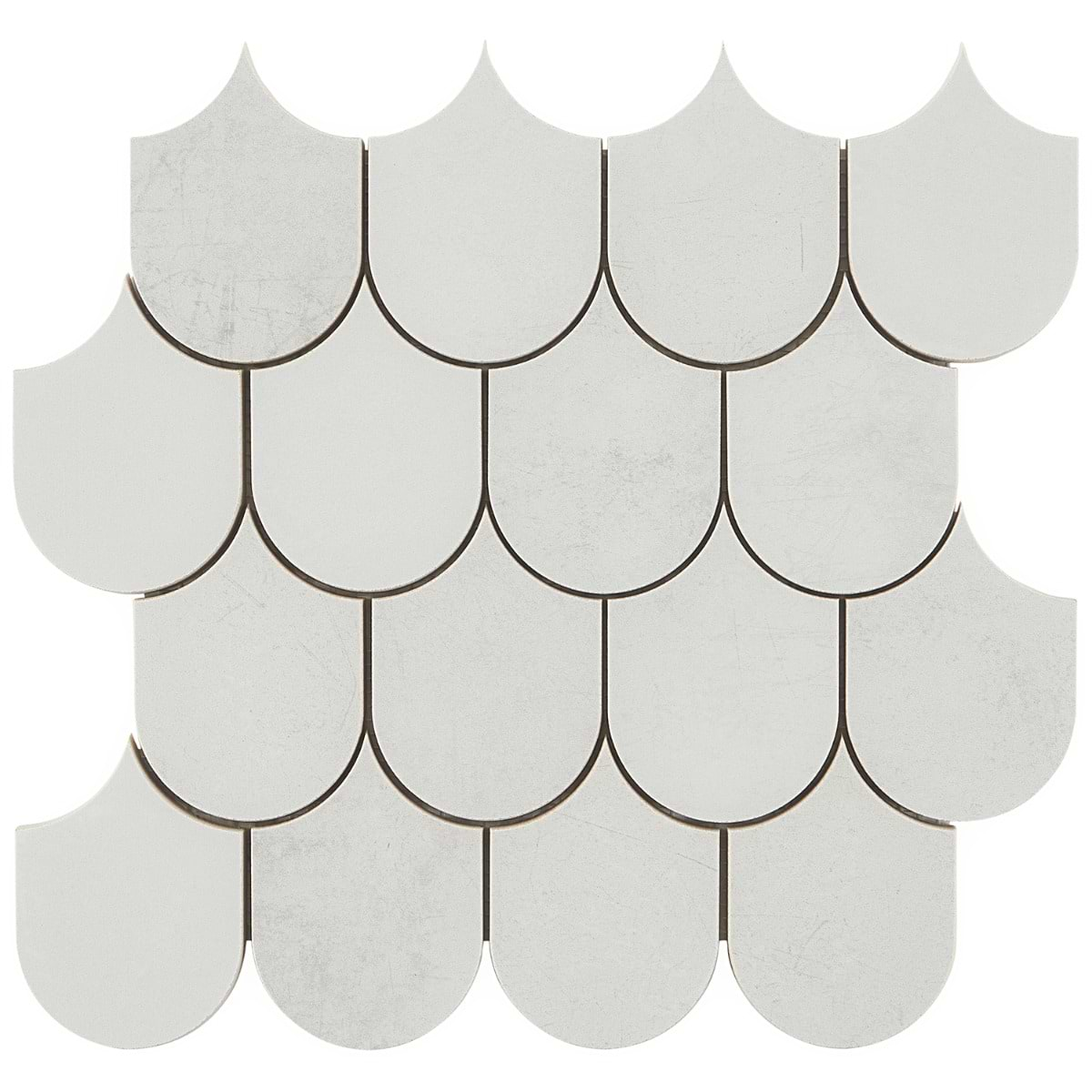 Bond Palladium Light Gray Fishscale Plume Matte Porcelain Mosaic Tile