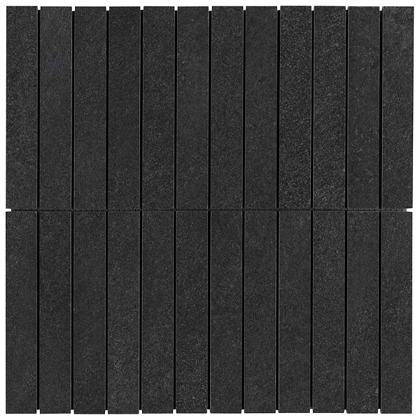 Era Charcoal Black 1x6 Stacked Limestone Look Matte Porcelain Mosaic Tile