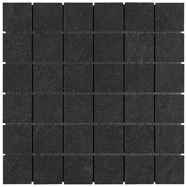 Era Charcoal Black 2x2 Limestone Look Matte Porcelain Mosaic Tile